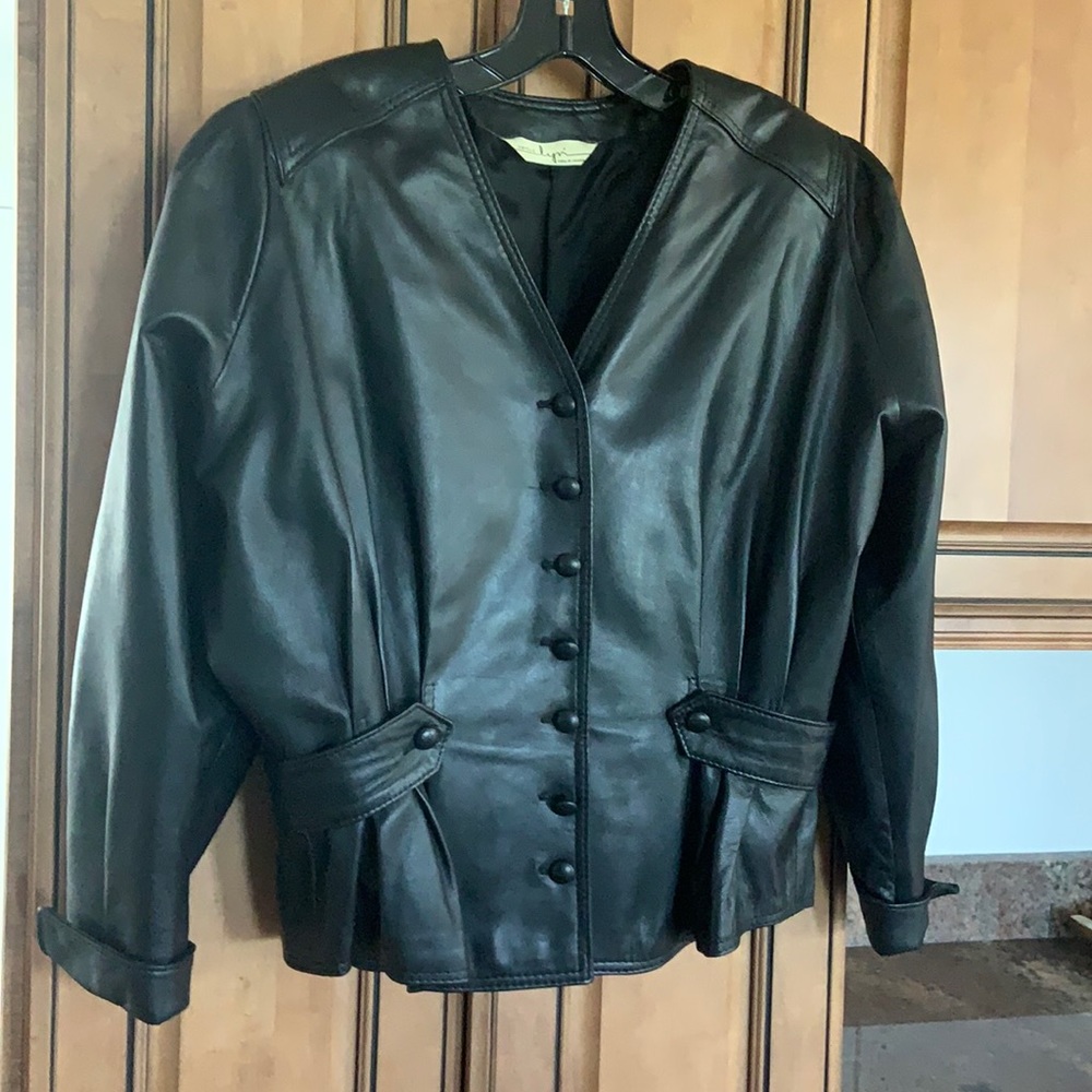 Sibylle vintage black leather jacket made inCanada